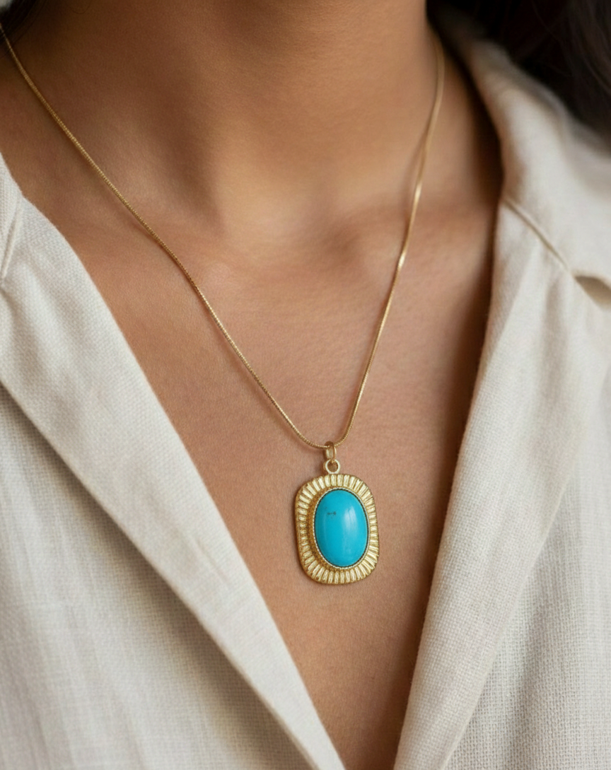 Turquoise Vintage Frame Necklace