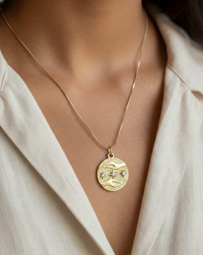 Celestial Coin Pendant Necklace