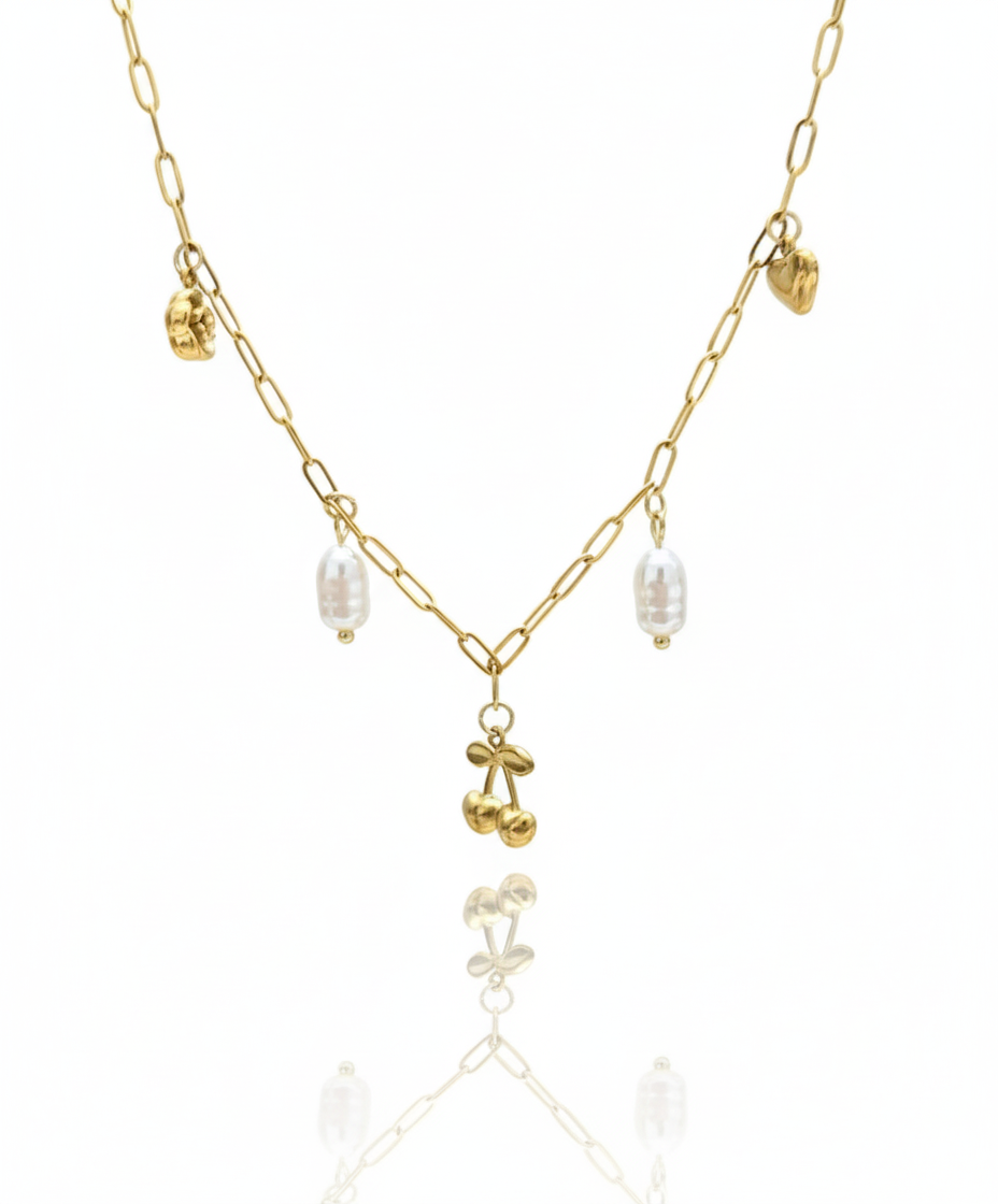 Golden Charm Drop Necklace