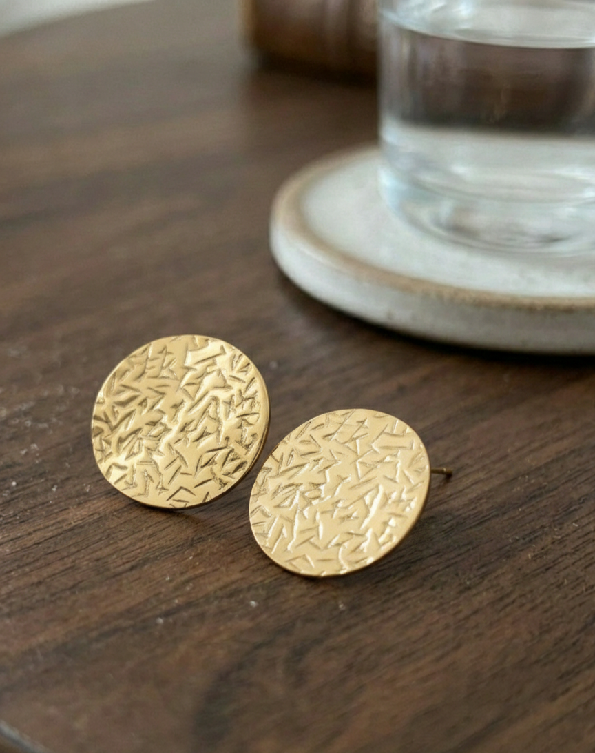Golden Texture Disc Studs