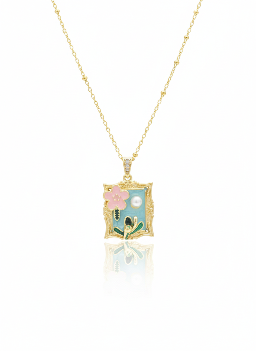 Pastel Bloom Frame Necklace