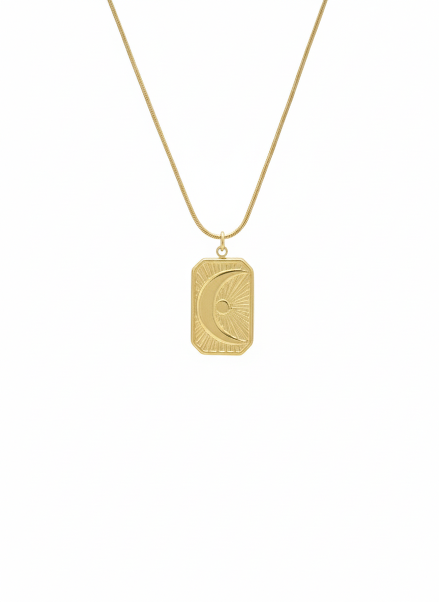 Lunar Face Gold Pendant