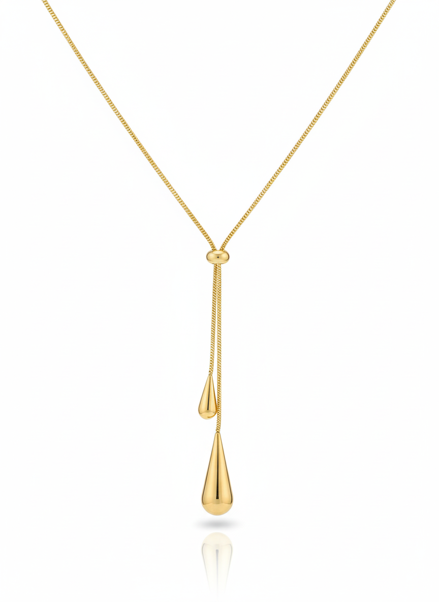 Golden Tassel Lariat Necklace