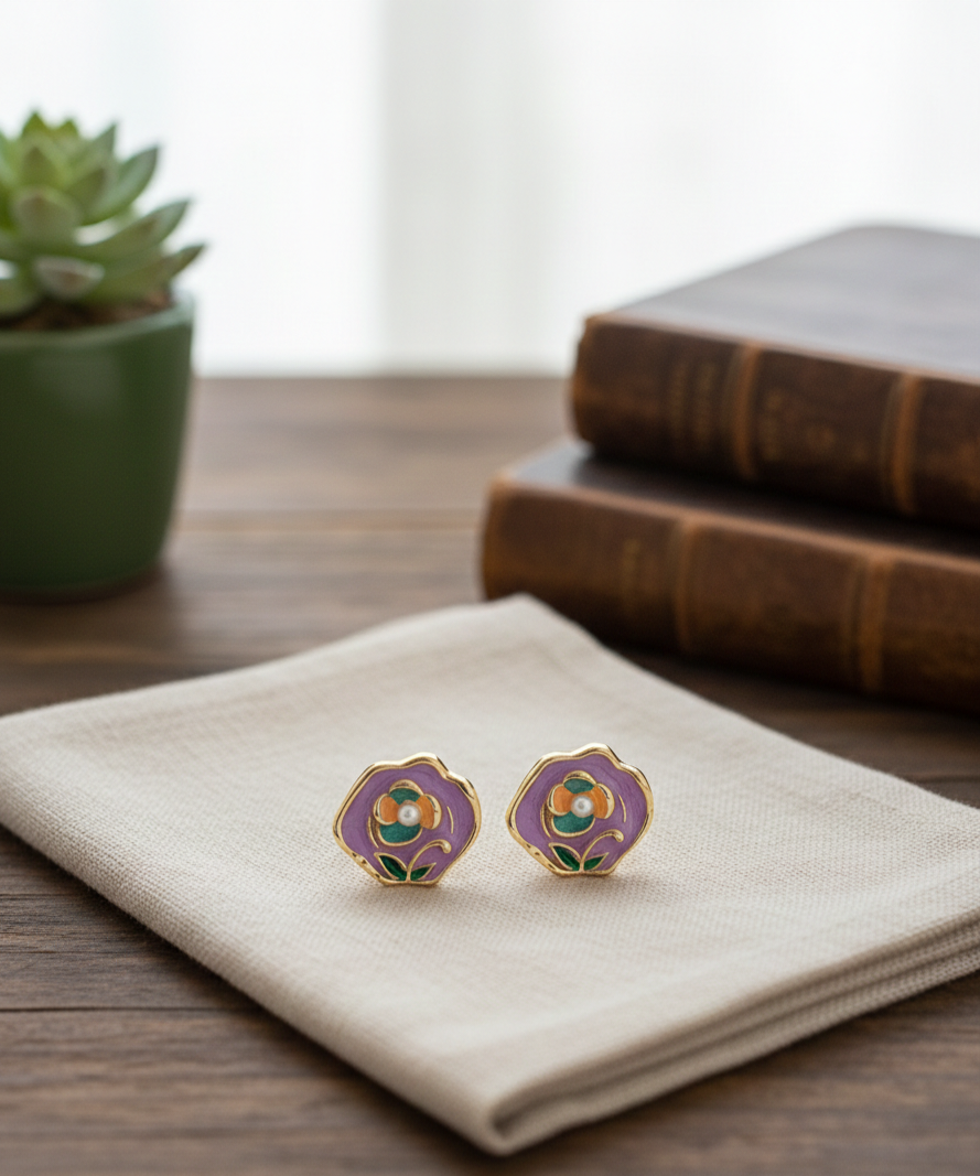 Lilac Petal Crystal Studs