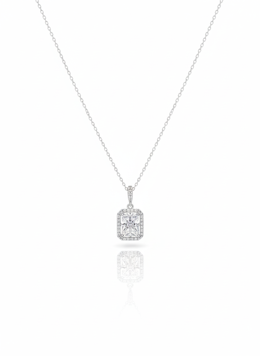 Celeste Square Halo Necklace